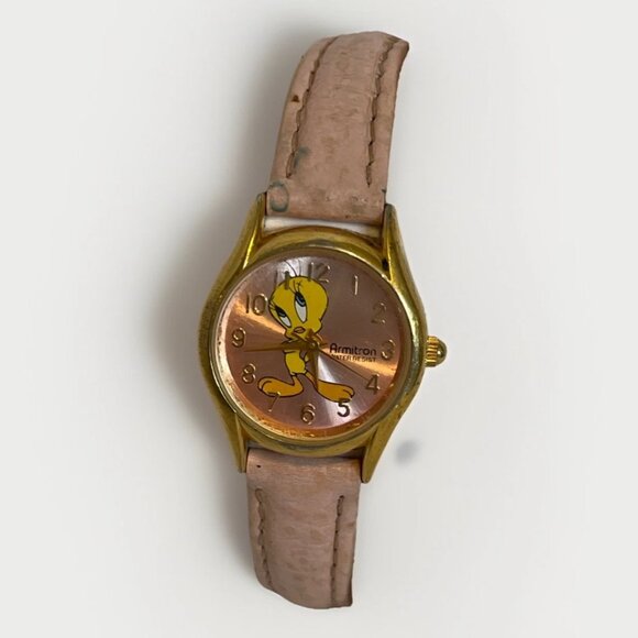 Vintage 90’s Looney Tunes Tweety Bird Watch Pink Dial New Battery Armitron - Picture 1 of 11